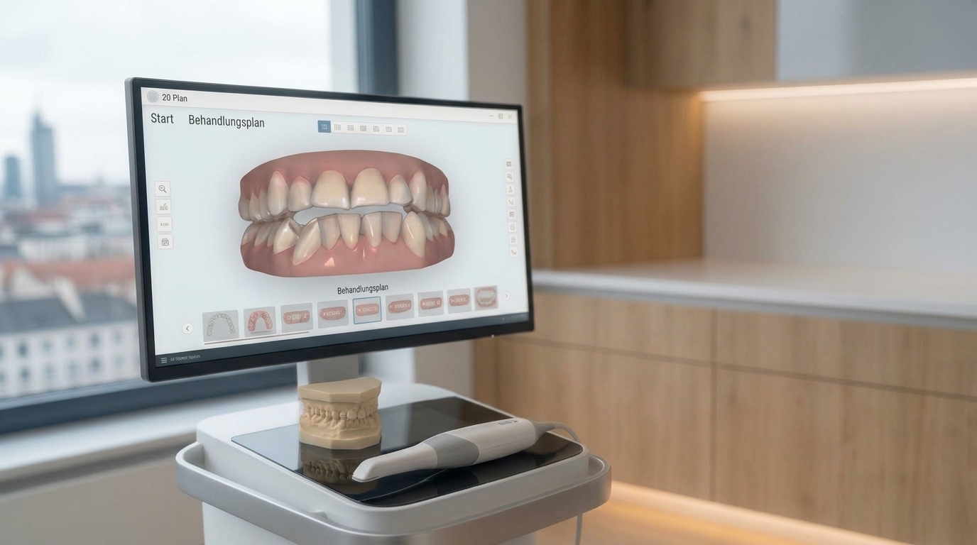 Vorher: digitale Erfassung der Zahnfehlstellung am Behandlungsbildschirm